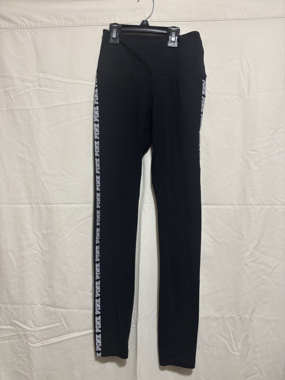 PINK Victoria's Secret Black High-Waist Leggings with Side Logo Tape